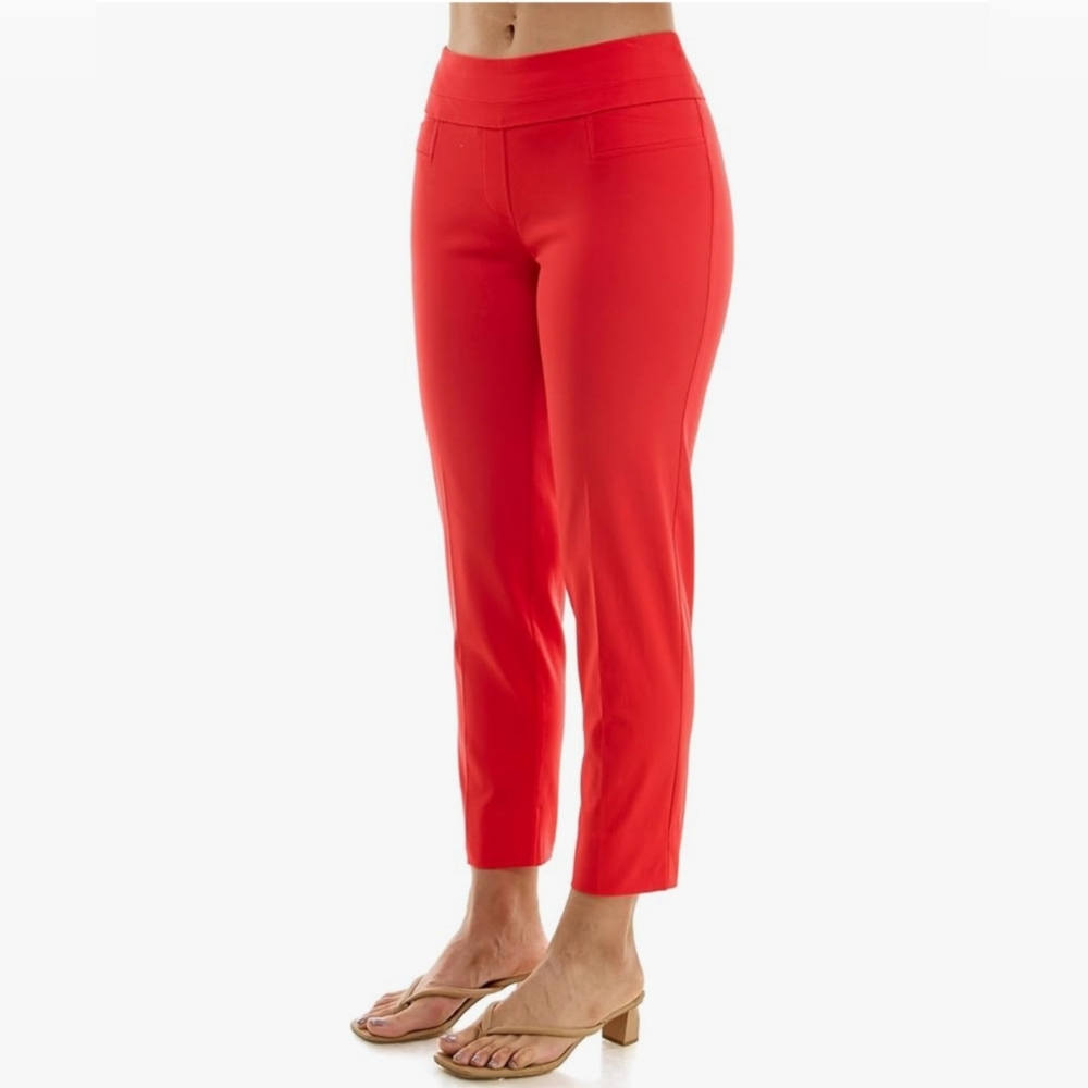 NWT Zac & Rachel Millennium Pull-On Ankle Slim Leg Pants Poppy Red 18W